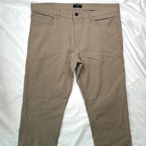 Theory Mens Raffi Neoteric Twill Stretch Solid Slim Fit Pants Tan 36x31